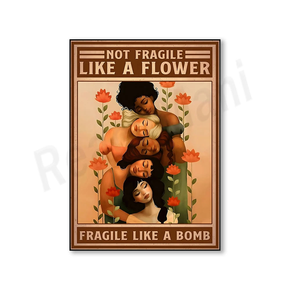 toile d'art vintage illustration personnes s'embrassant fleurs rouge texte bomb flower decoration murale retraite