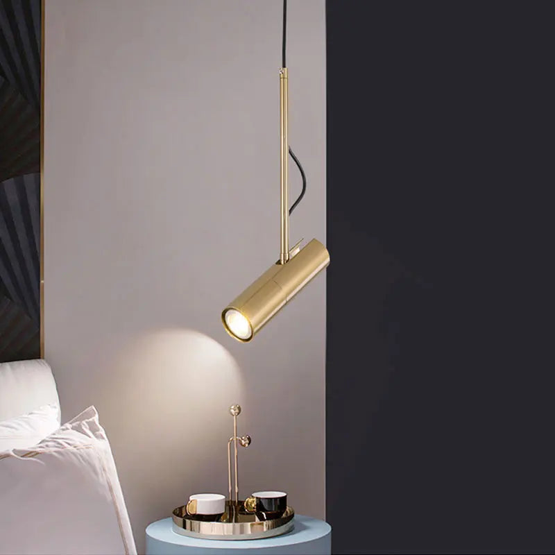 lampe suspendue moderne blanc noir or rond cylindrique câble salon chambre étude
