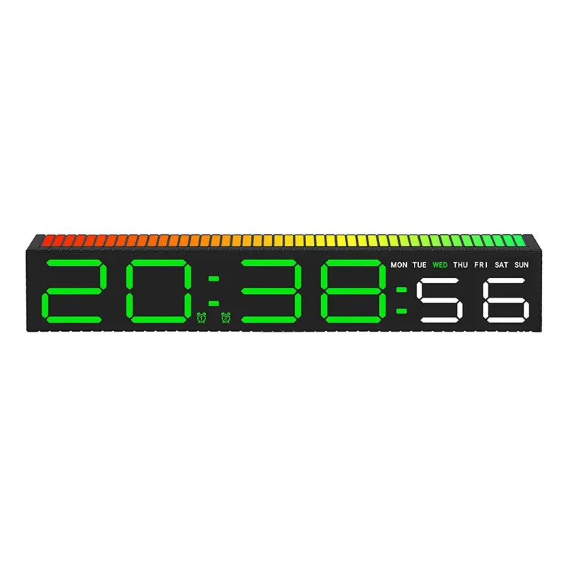 horloge led moderne réveil numérique lumière ambiance barre rythmique couleur réglable