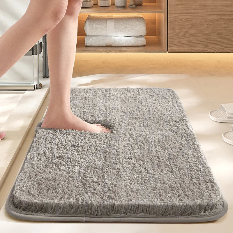 tapis bain antidérapant lavable machine couleur unie polyester marron gris blanc moderne