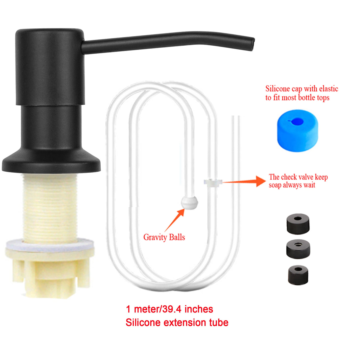 distributeur liquide moderne argenté adhésif corps plastique tête inoxydable tube silicone bouteille plastique minimaliste