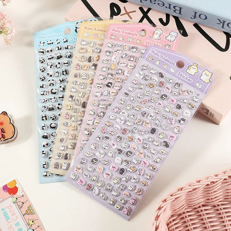 sticker kawaii animal transparent violet rose bleu clair panda lapin chat decoration scrapbooking bricolage
