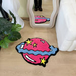 tapis rose étoiles dorées moelleux antidérapant polyester moderne salon chambre extérieur plage