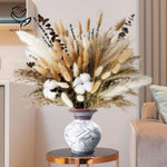 bouquet fleurs séchées herbe pampas tiges coton eucalyptus lavande blé décoration maison anniversaire mariage