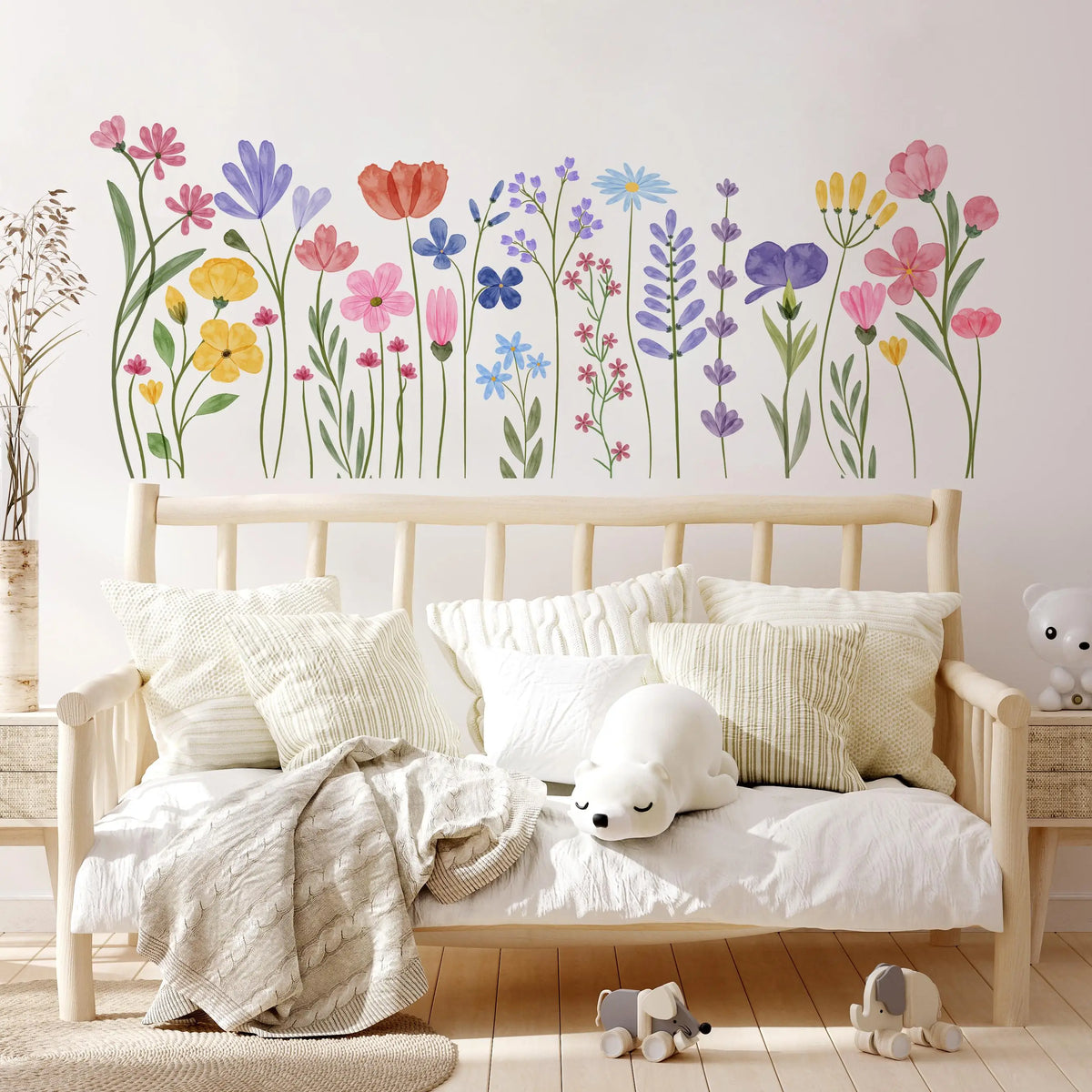 sticker mural fleurs feuilles multicolore adhésif décoration intérieure facile installer resistant enfants chambre moderne