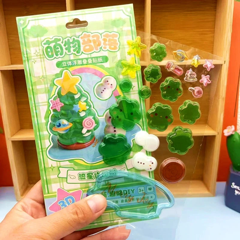autocollants 3D mignons animaux fruits étoiles kawaii multicolores bricolage scrapbooking enfants six douze années