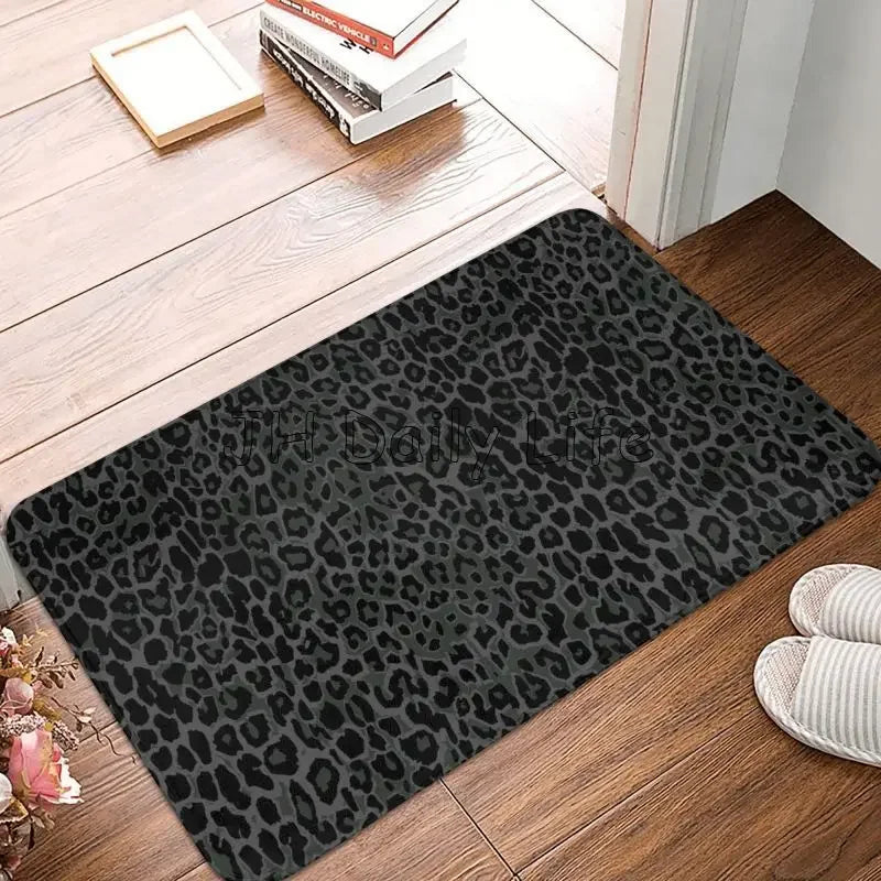 tapis moderne imprimé léopard noir gris durable imperméable mousse polyester 120x160cm