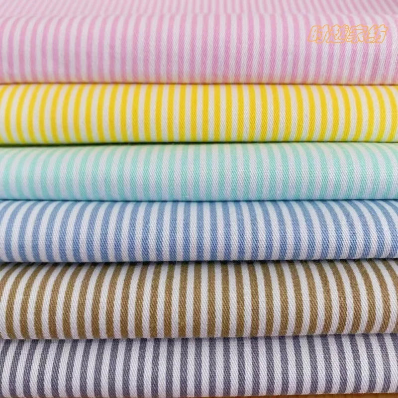 tissu coton rayures fines rose bleu vert moderne 100% biodegradable 160cm largeur bricolage popeline