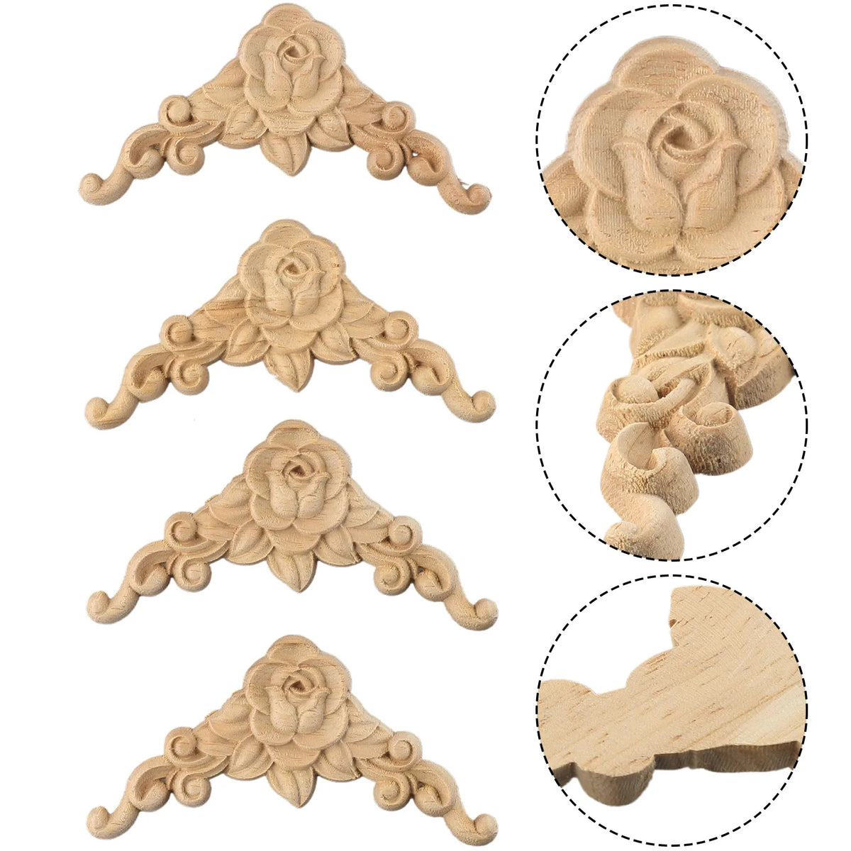 appliques murales décoratives naturel bois brut fleur rose détails floraux classique baroque