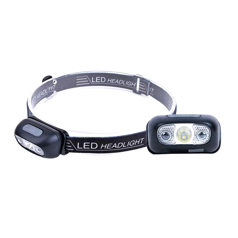 lampe frontale led rechargeable mini phare portable camping randonnée.Modele moderne ceinture ajustable noir blanc