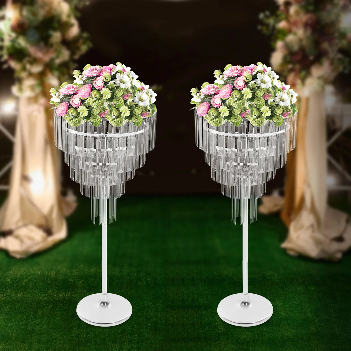 support floral transparent moderne or argent bouquet inclusion centro mesa