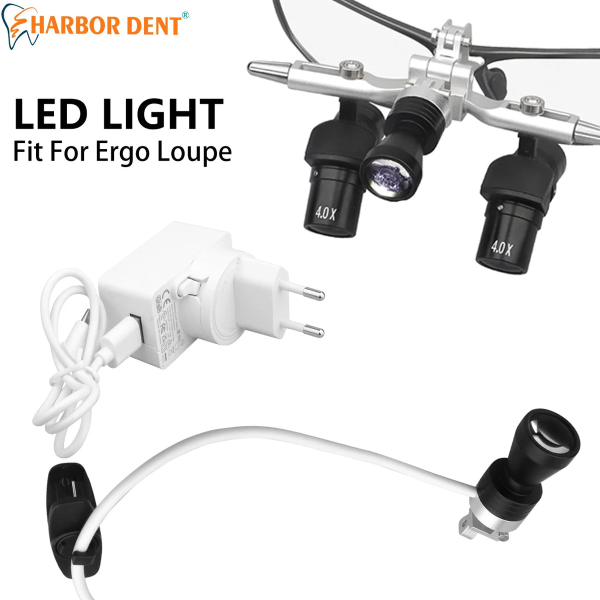 loupe dentaire led noir argenté rechargeable niveaux luminosité clip moderne fonctionnelle