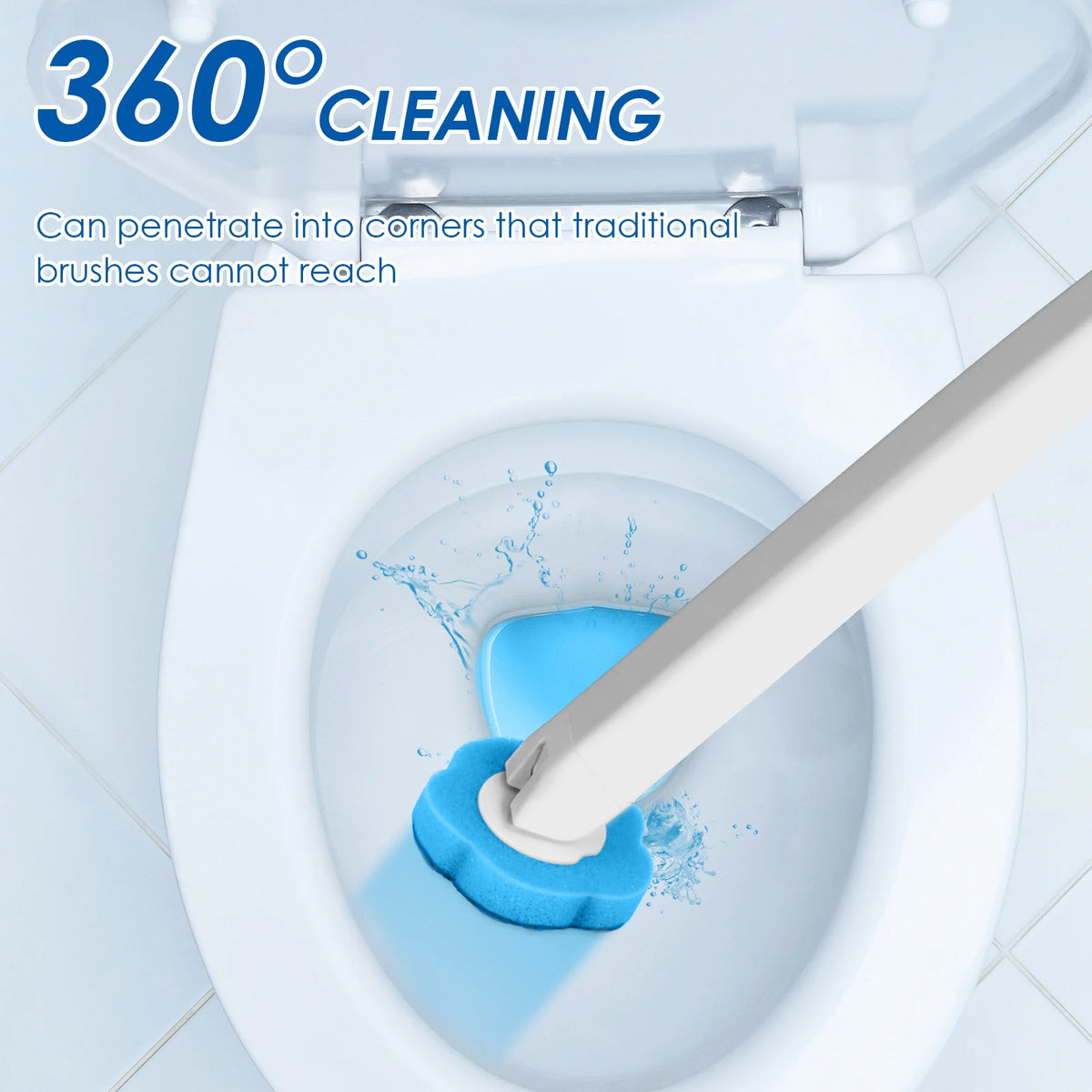 brosse toilette bleu blanc remplacement tête nettoyage mural moderne salle bain