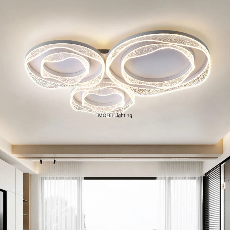 plafonnier led moderne blanc noir texture cristaux éclairage intérieur salon chambre coucher