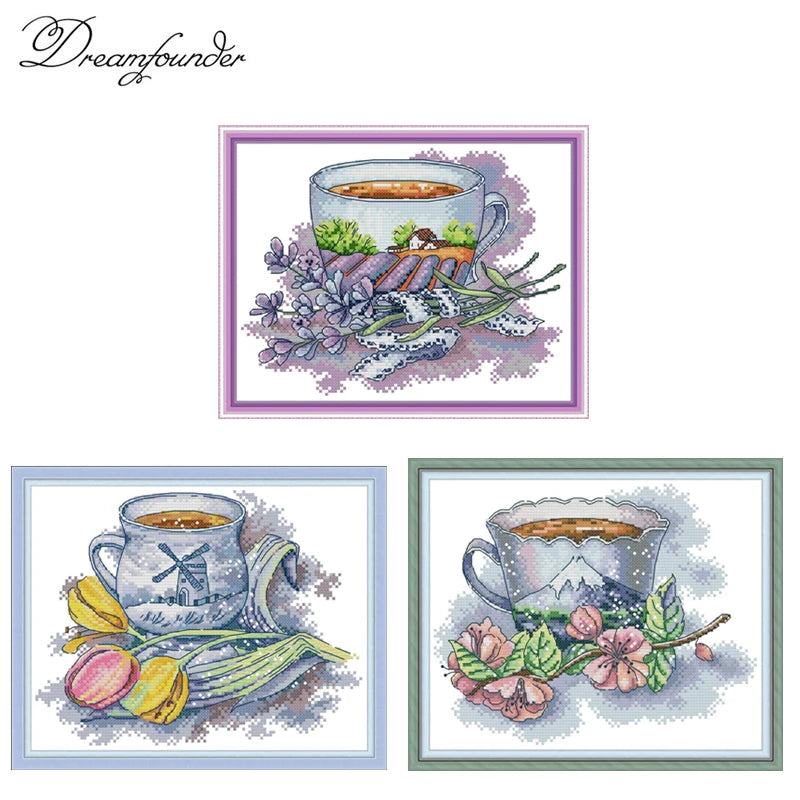 broderie kit point croix peinture coton fleurs motifs artisanaux instructions