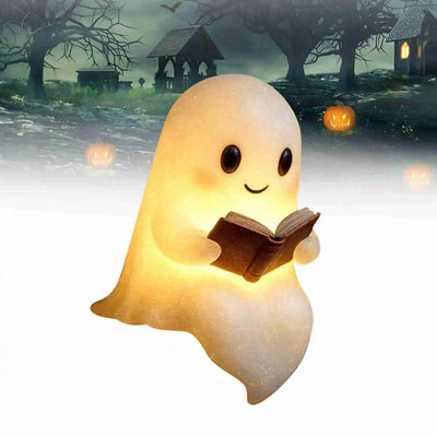 Lampe fantôme résine LED lisant un livre