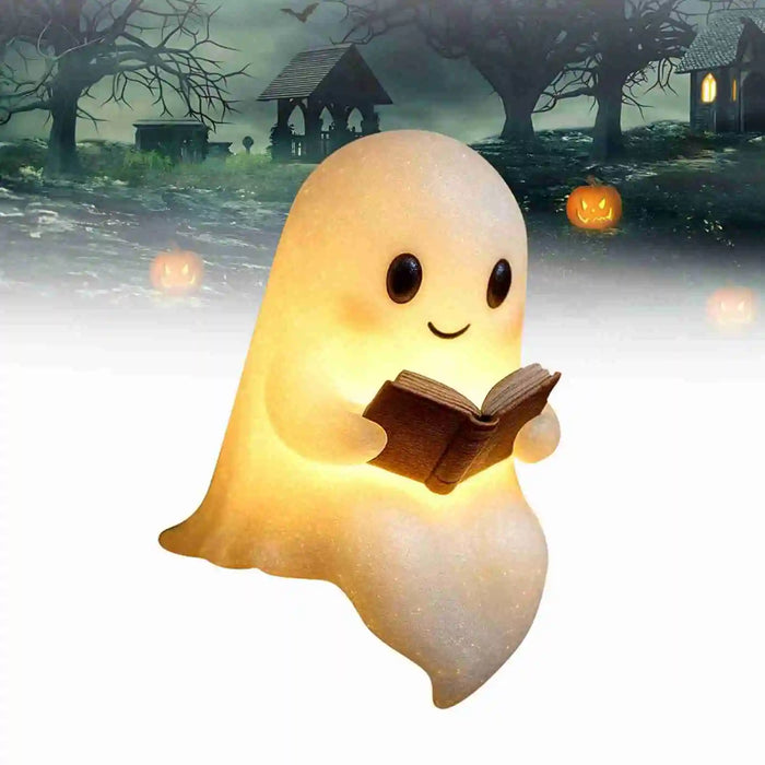 Lampe fantôme résine LED lisant un livre