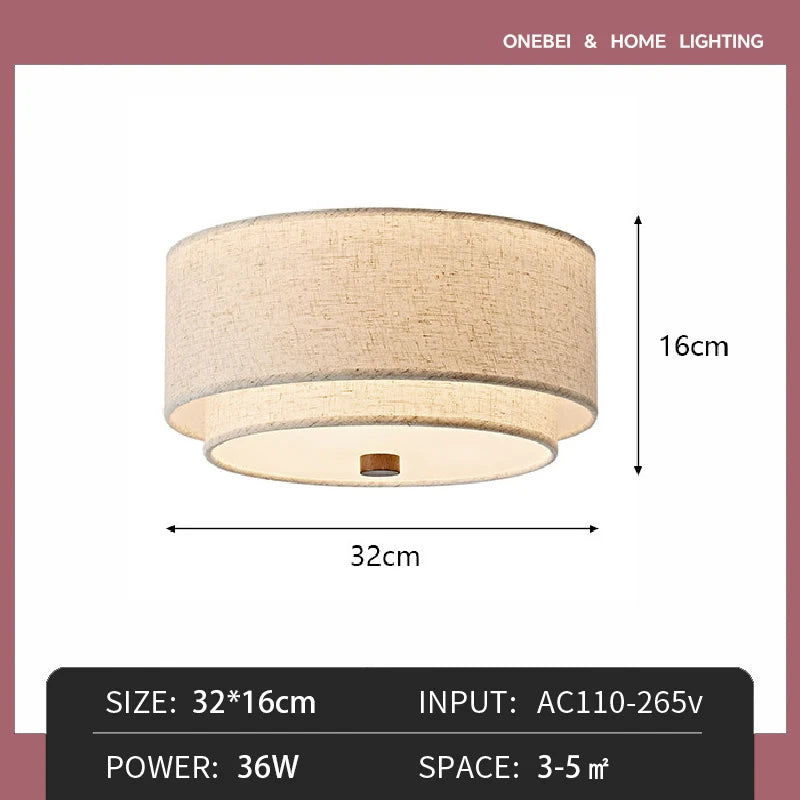 lampe moderne tissu fini beige clair éclairage led surface télécommande