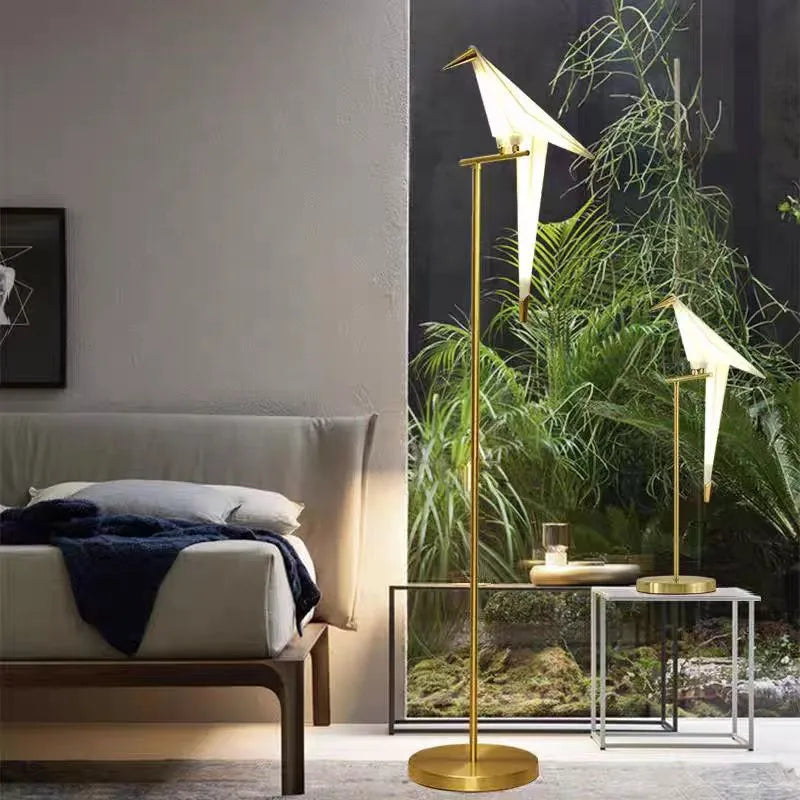lampe poser or blanc origami moderne interrupteur tactile 10w led 249 2000lm
