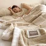 couverture d'hiver épaisse polaire beige motif carreaux douce lit canapé grande taille