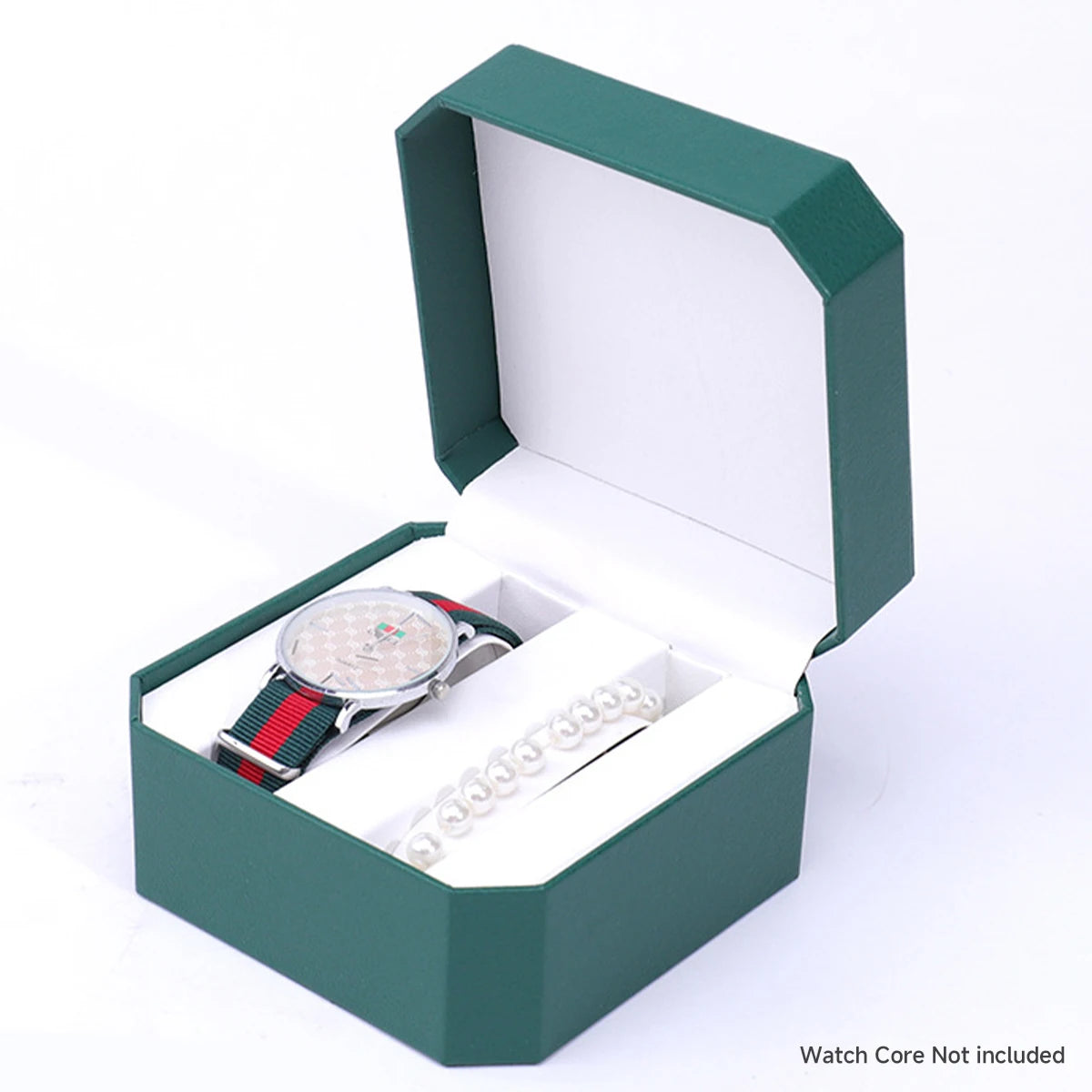boîtes bijoux simili cuir noir rouge vert classiques rangement montres bracelets boucles d'oreilles
