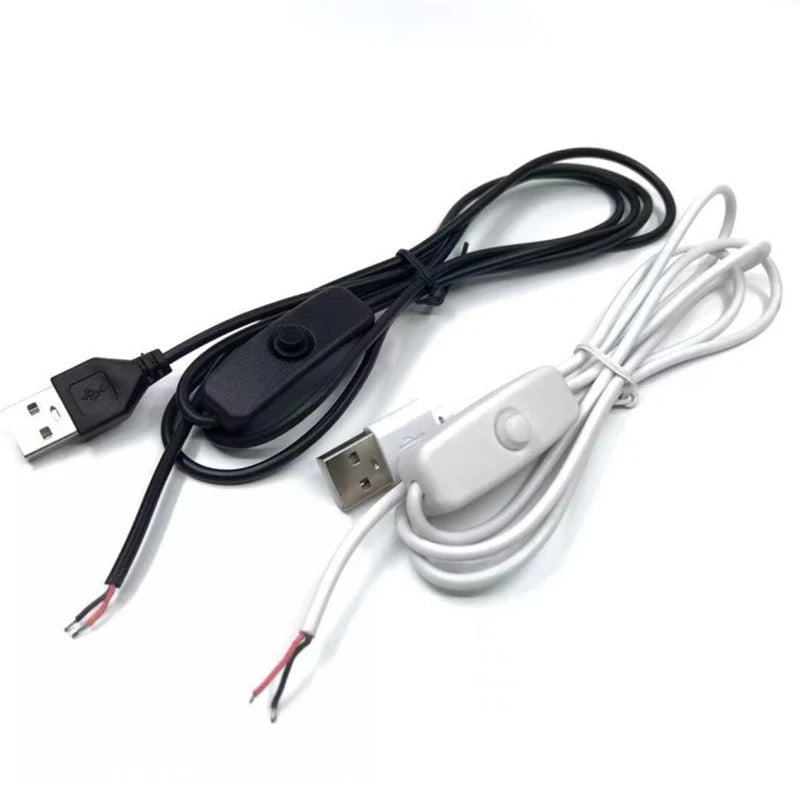 câble usb noir blanc interrupteur alimentation led fil électrique 5v moderne fonctionnel