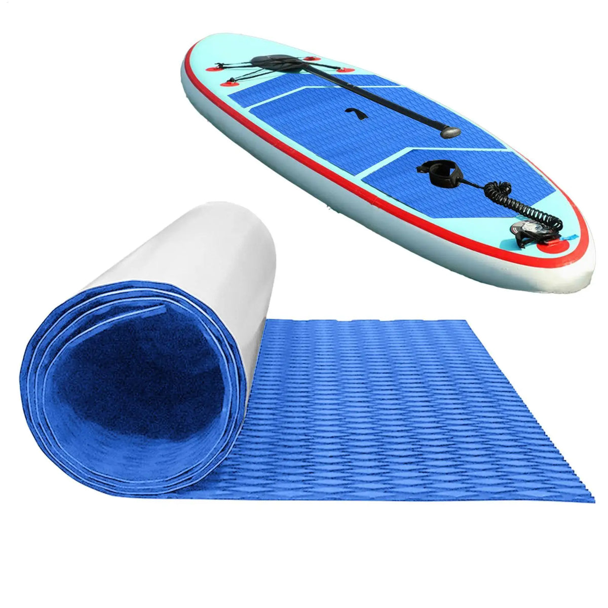tapis antidérapant surf paddleboard adhésif bleu orange diamanté texturé 30x120cm sport nautique