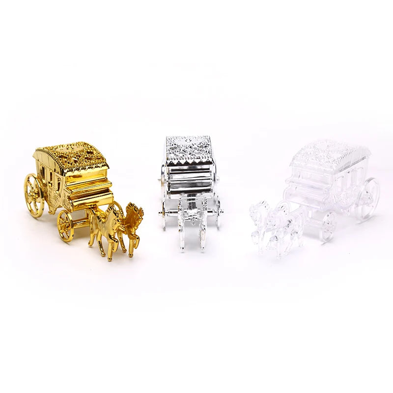 chariots decoratifs transparents or argent decor ancien details metalliques brillants anniversaire mariage baptemes echangiste