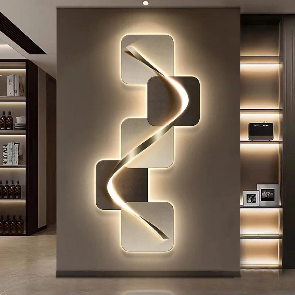 applique murale contemporaine led blanc gris spirale relief 100x46cm 120x55cm