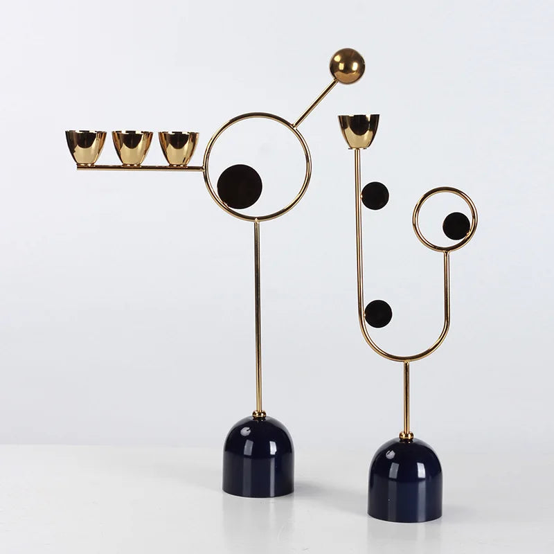 bougeoir moderne or noir circulaire chandelier décoration intérieure minimaliste porte chandelles métal alliage
