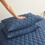 taies d'oreiller imperméables patchwork bleu moderne maison carreaux géométriques polyester 300 fils