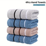 serviettes toilette coton polyester rayées gris clair bleu clair beige classiques 32x66cm pack