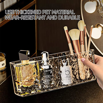 organisateur maquillage transparent moderne ondulations pinceaux cosmétiques rangement salle bain armoire épuré
