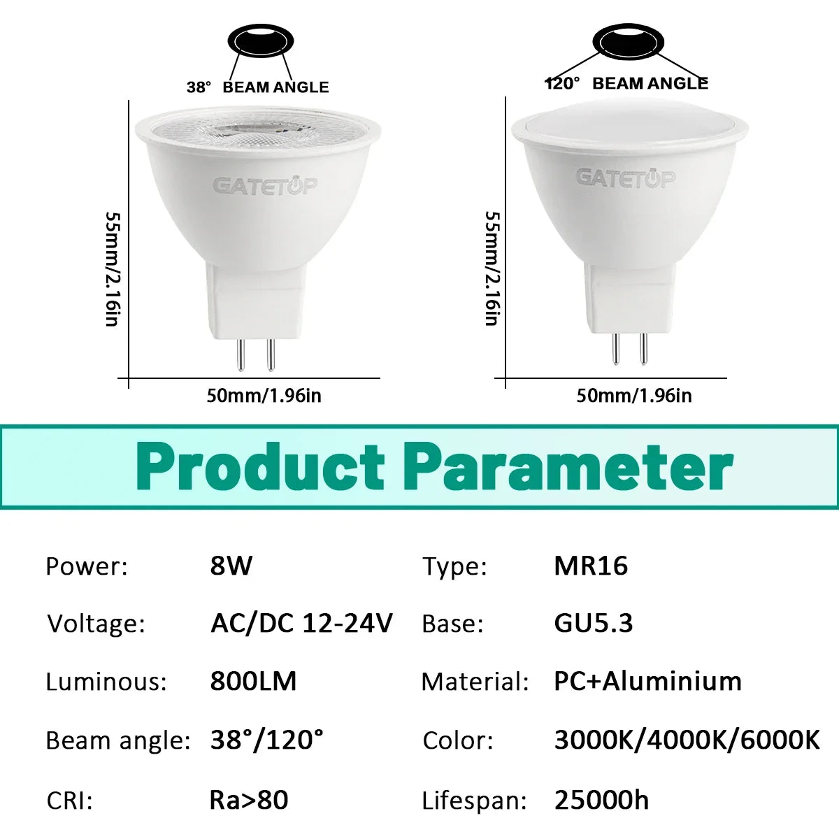 projecteur led spot mr16 gu5.3 noir blanc rond carré moderne