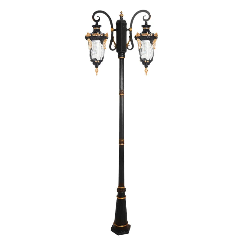 lampe rue noir doré verre opalescent classique vintage éclairage public ip65 led aluminium