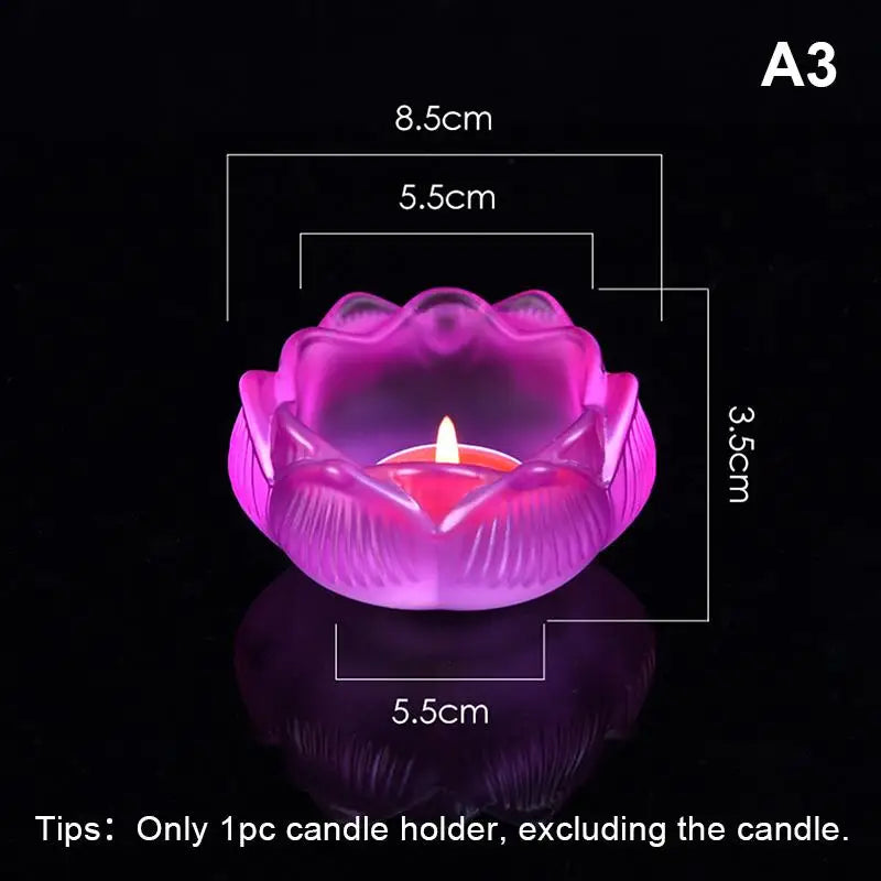 support bougie verre transparent forme fleur lotus décor maison artisanal coupe vent porte bougie