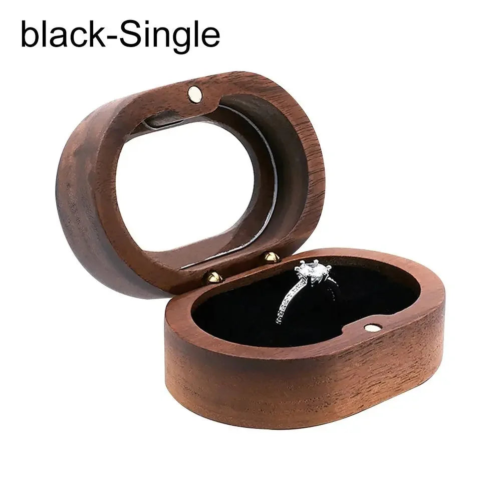 boîtes bijoux marron naturel classique anneaux rangement portable couple