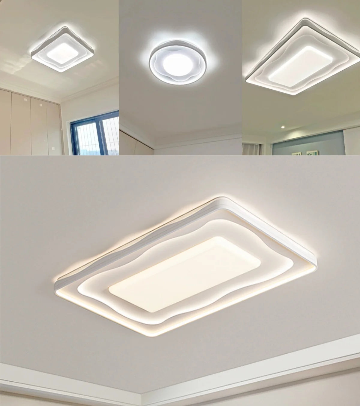 plafonnier moderne cristal blanc ondulé led interrupteur bouton neutre 4000k