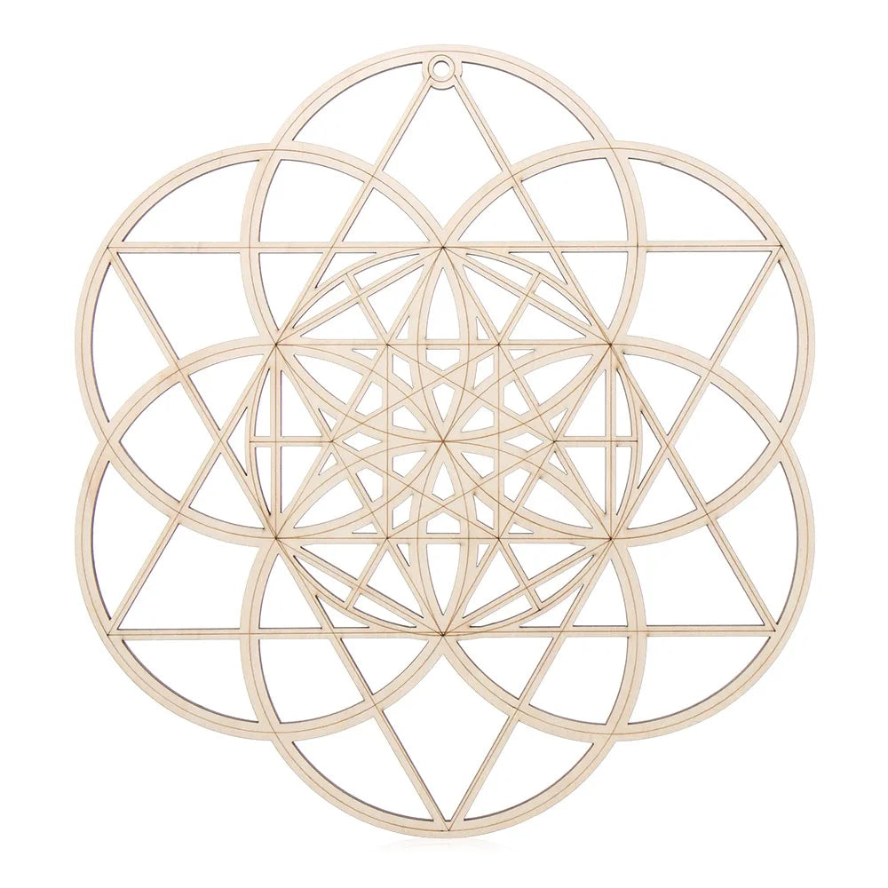 coasters bois clair gravure circulaire fleur vie om lotus minimaliste 14cm 30cm