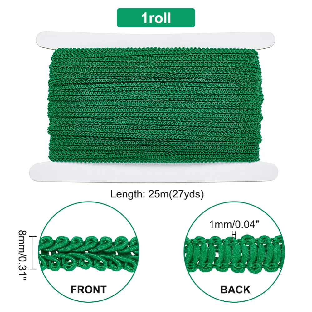 ruban tressé polyester doré tissage géométrique texturé 15mm large 12m longueur