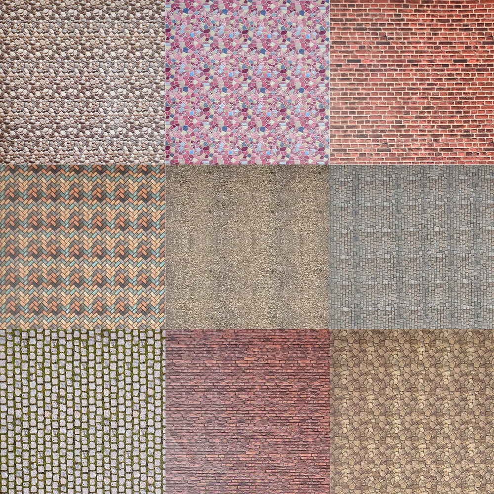 sticker adhésif sol réaliste bâtiments gris marron vert rose diy craft papier