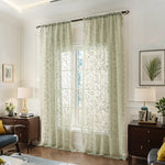 rideaux bohèmes floral vert pâle blanc dentelle chambre translucides vintage decoration intérieure