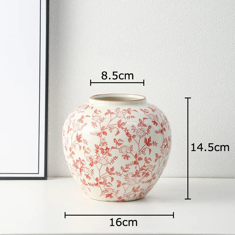 vase classique porcelaine fleurs blanc rouge bleu vert marron decoration table floral