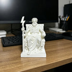 statue zeus dieu grec blanc trône sceptre éclair couronne laurier antique decoration mythe grec