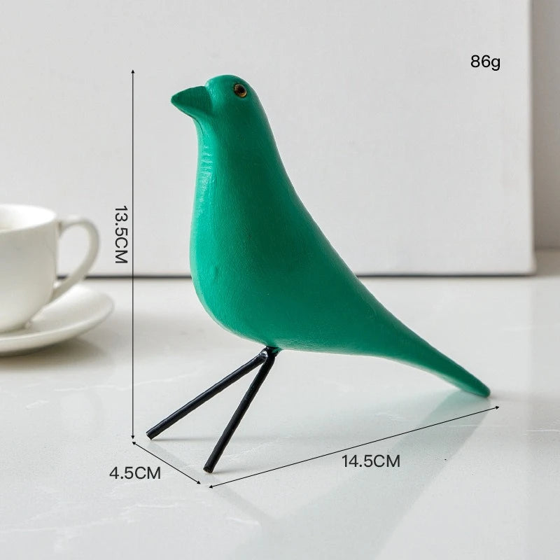 décor oiseau bois peint jaune noir rouge bleu blanc vert pieds métalliques moderne salon