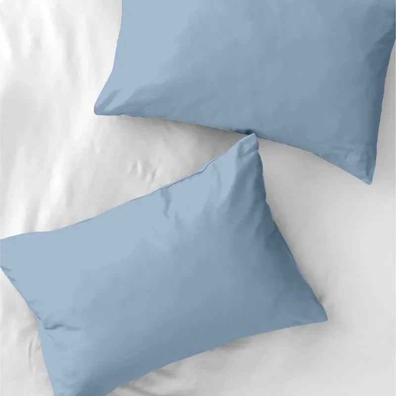 taies d'oreiller coton polyester douces rectangulaires moderne bleu clair uni pièces literie