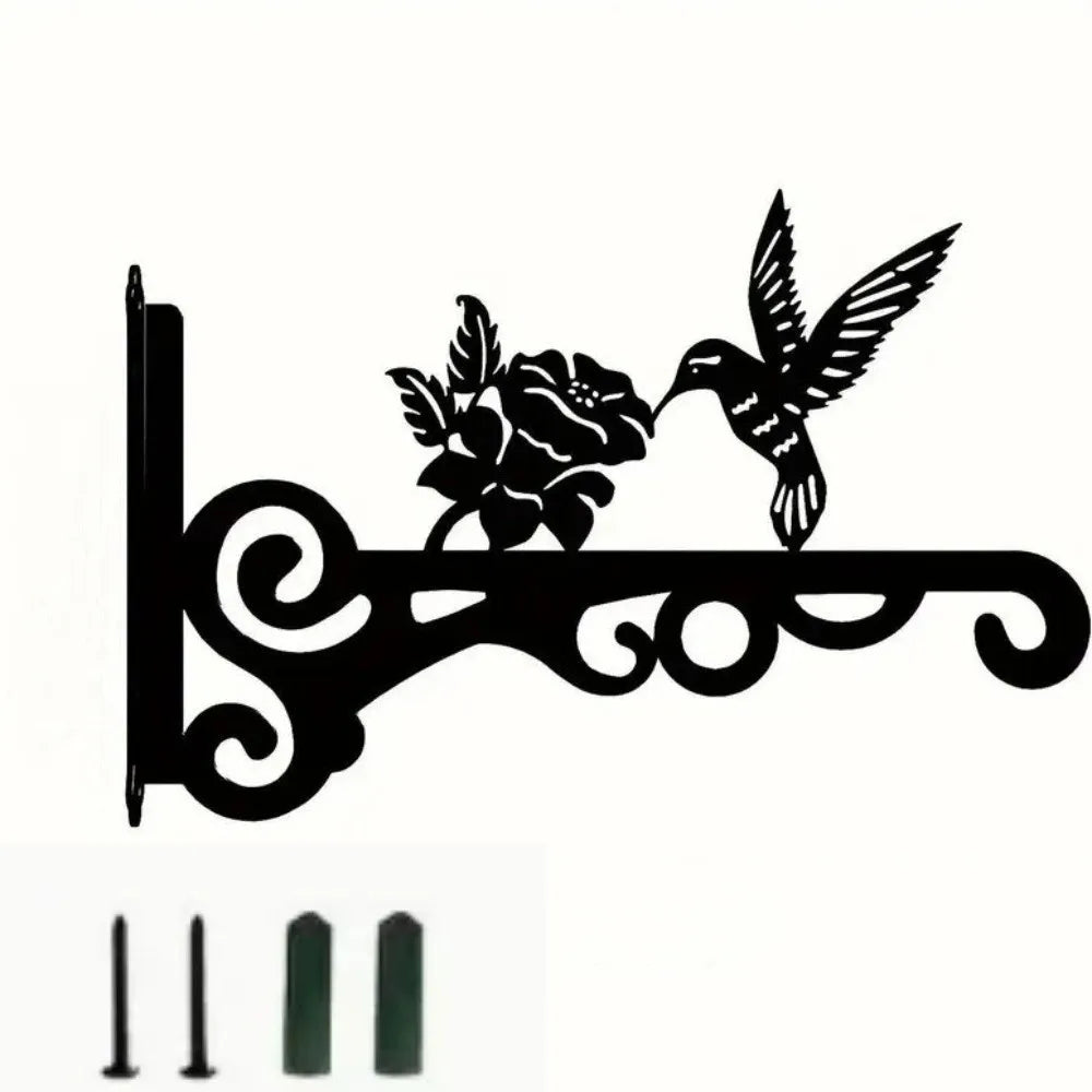 support mural noir oiseaux stylisés branches LOVE artisanal rustique crochet écrouintérieur robuste vintage métal
