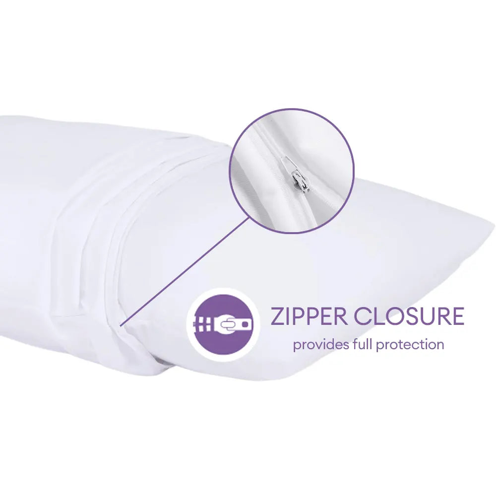 protège oreiller blanc uni moderne zip imperméable respectueux environnement maison hospitalière polyester qualité