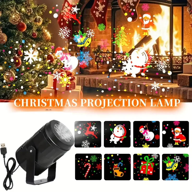lampe projection led noël motifs rennes moderne câble usb 16 effets ambiancé halloween festive