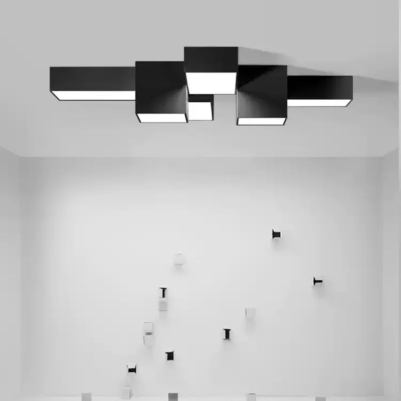 plafonnier moderne minimaliste blanc noir cubique géométrique LED salon chambre étude